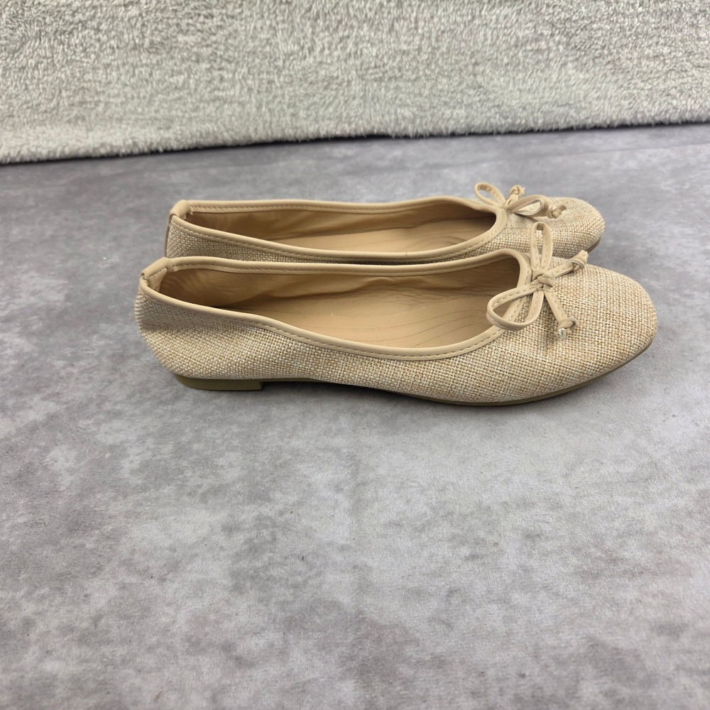 Free Reign Womens Ballet Flats Beige Woven Bow Slip On Shoes Size 8W FR-REFORM-S - Picture 5 of 8